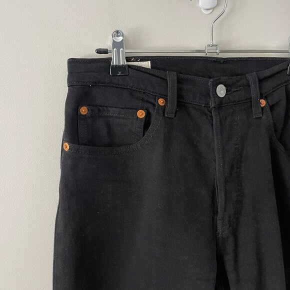Levi's 501 Denim Button-Fly Front Mid Rise Straight Leg Cropped Jeans Black 26 - Picture 6 of 9